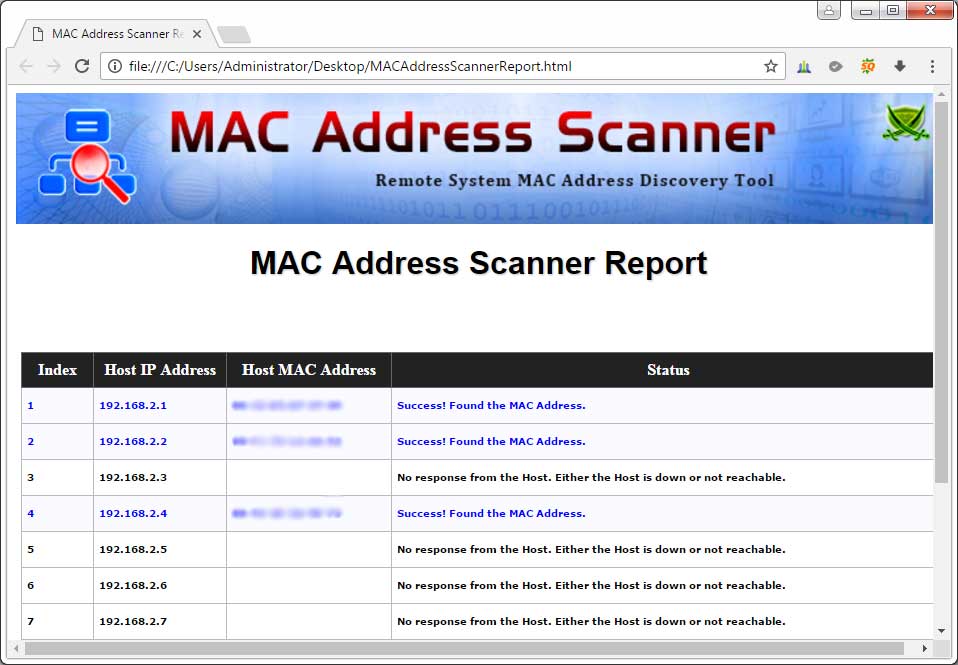 Scan network for mac address